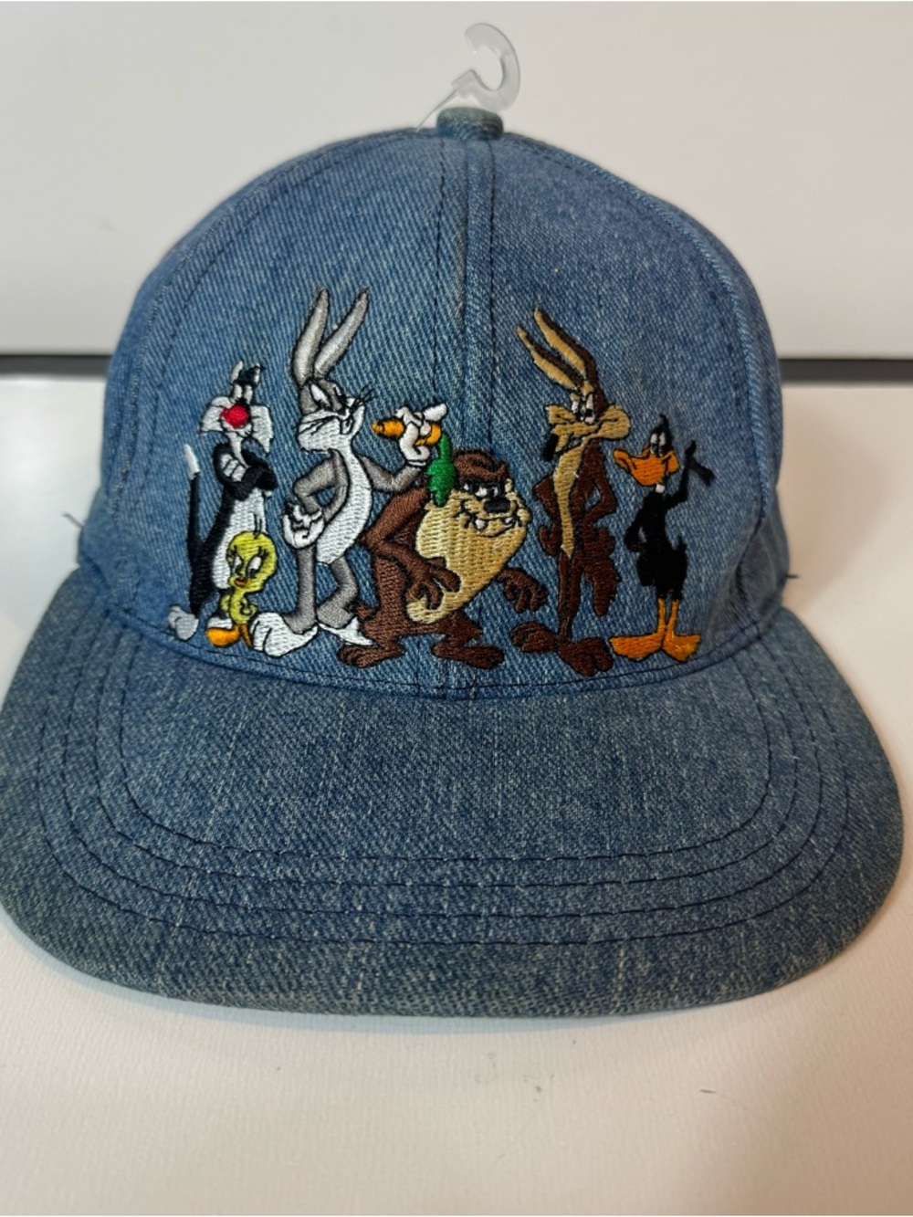 Vintage 1990’s Looney Tunes Kids Denim Hat Snapback Taz Bugs Warner 90s USA